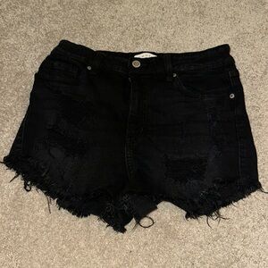 Jean Shorts | Distressed Black | High Rise